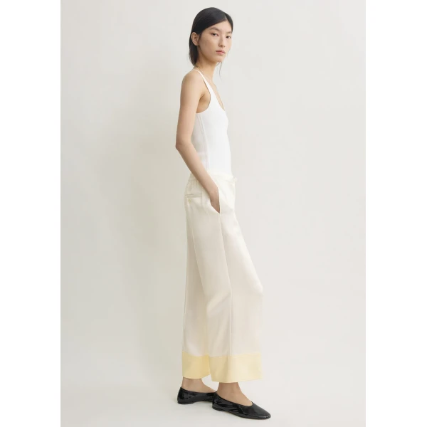 Toteme Satin drawstring trousers in White, view 3
