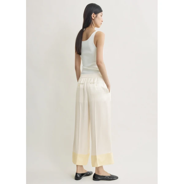 Toteme Satin drawstring trousers in White, view 4