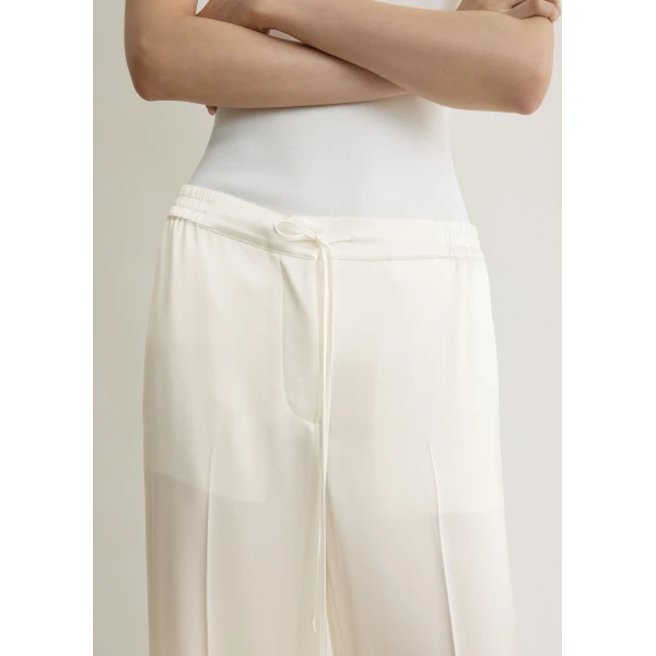 Toteme Satin drawstring trousers in White, view 5