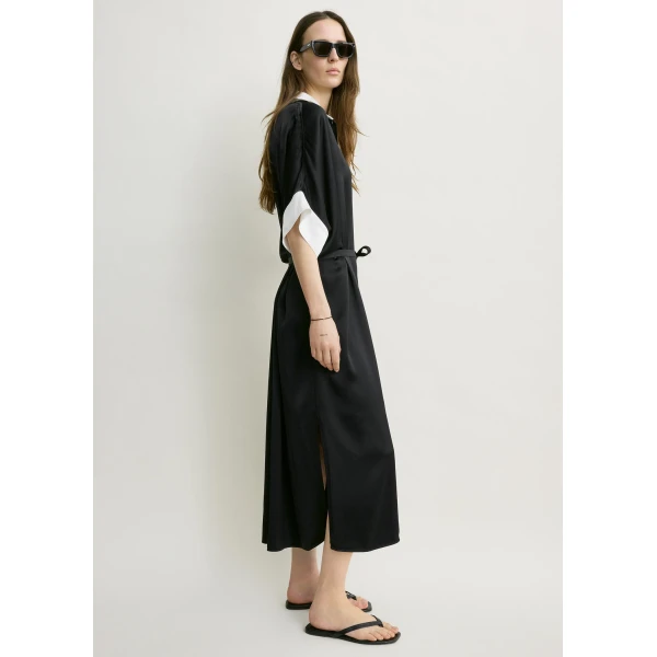 Toteme Satin shirtdress in Black Dress, view 3