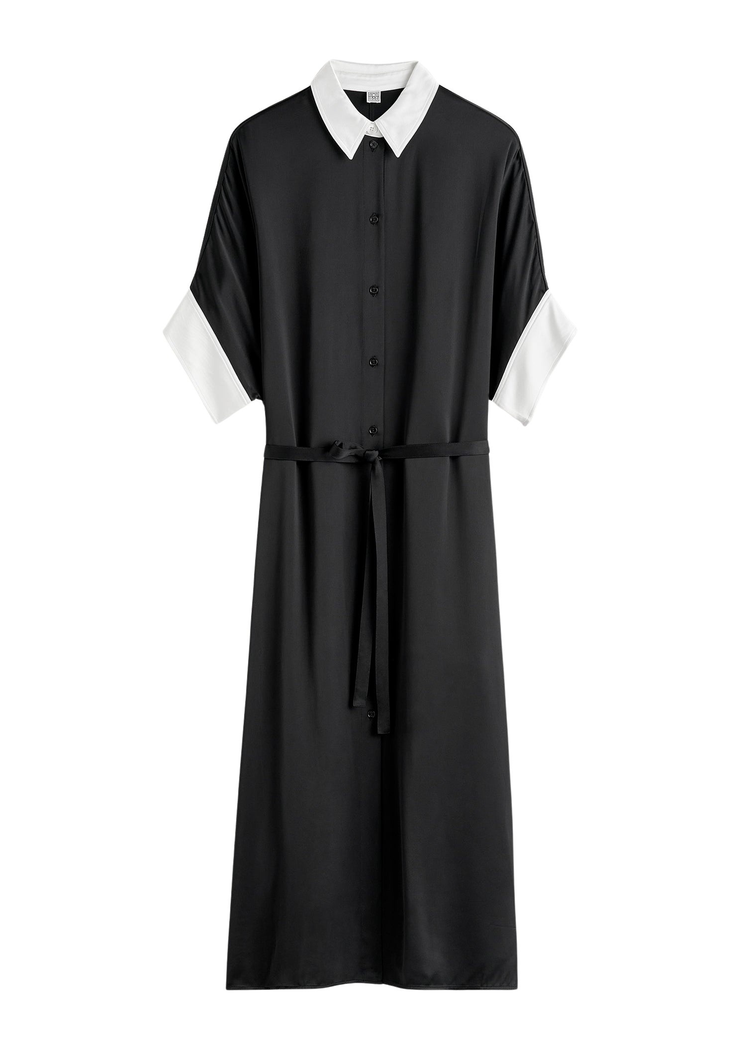 Totême Satin shirtdress in Black - Dresses - Scandinavian Minimalist Luxury at Luxury Shoes 