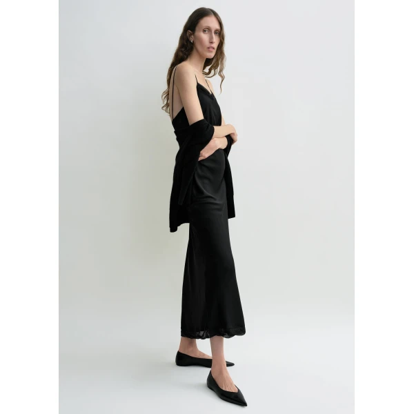 Toteme Satin slip dress in Black, view 2