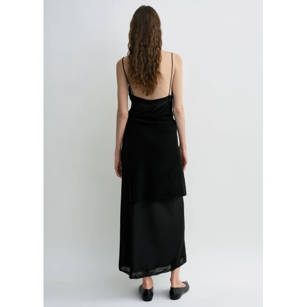 Toteme Satin slip dress in Black, view 3