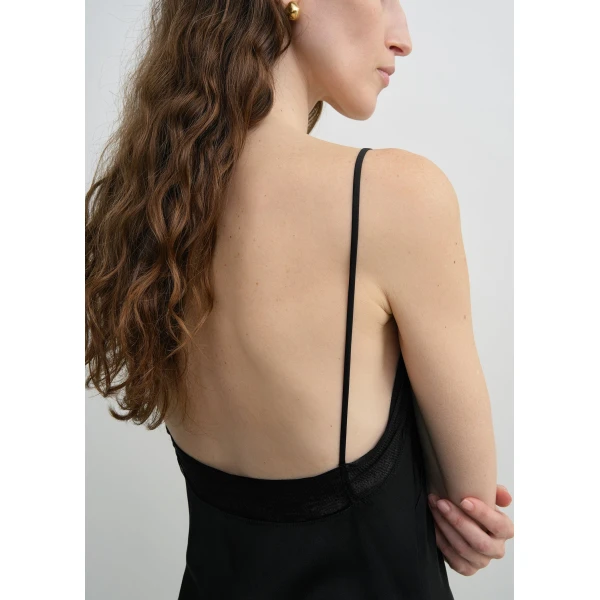 Toteme Satin slip dress in Black, view 5