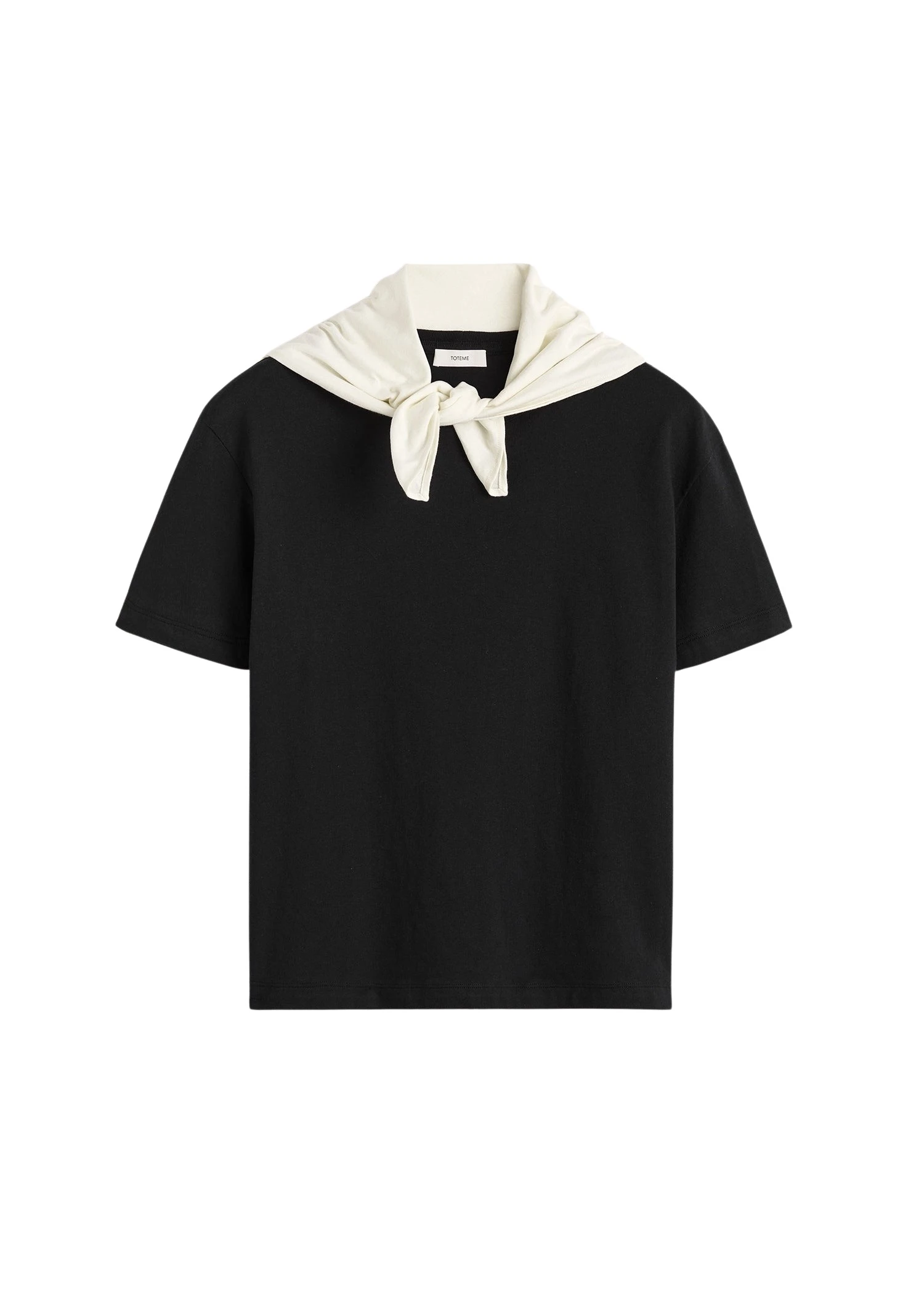 Toteme-Scarf-tee-in-Black-Ecru92459_nobg Toteme Scarf tee in Black / Ecru