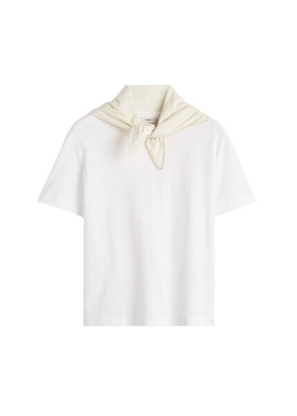 Totême Scarf tee in White / Ecru - Tops - Scandinavian Minimalist Luxury at Luxury Shoes 