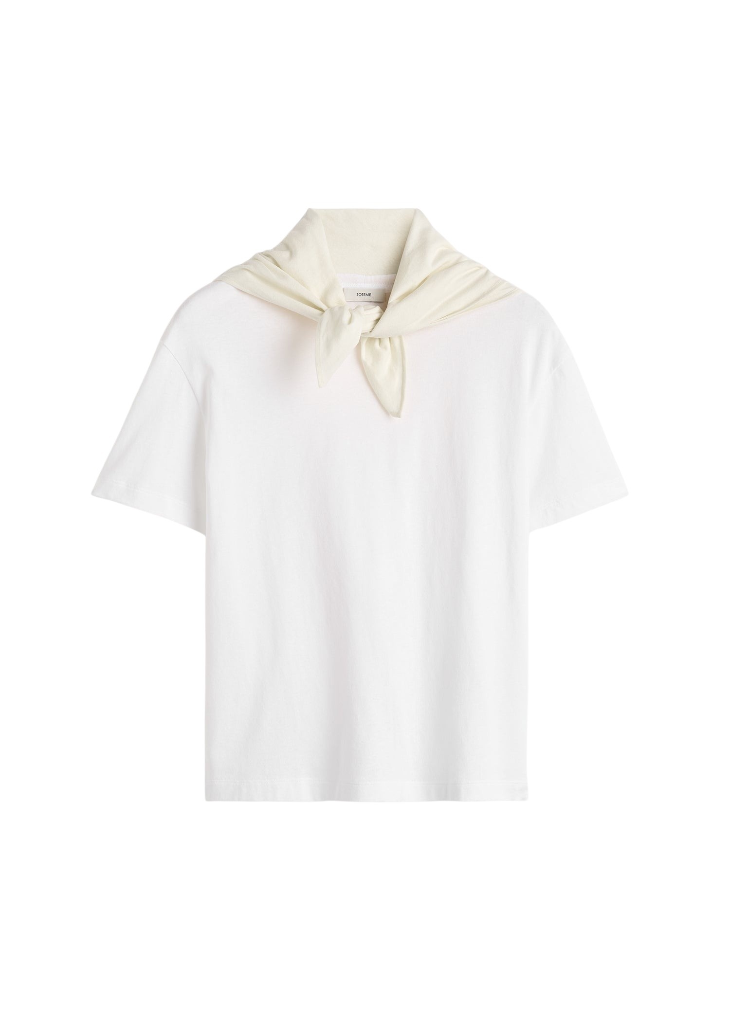 Totême Scarf tee in White / Ecru - Tops - Scandinavian Minimalist Luxury at Luxury Shoes 