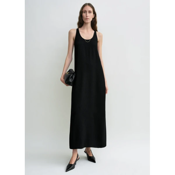 Toteme Scoop-neck sablé dress in Black, view 2