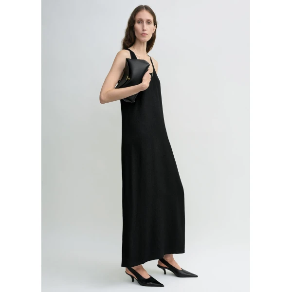 Toteme Scoop-neck sablé dress in Black, view 3