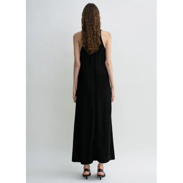 Toteme Scoop-neck sablé dress in Black, view 4