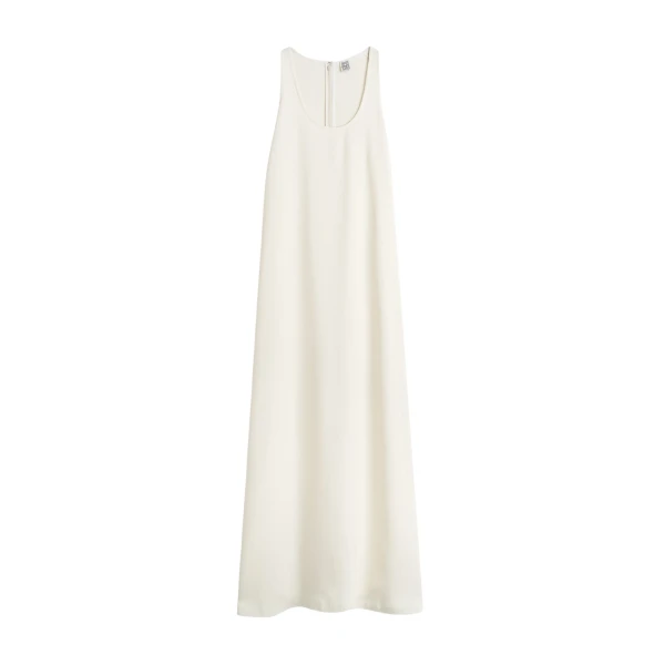 Toteme Scoop-neck sablé dress in Macadamia
