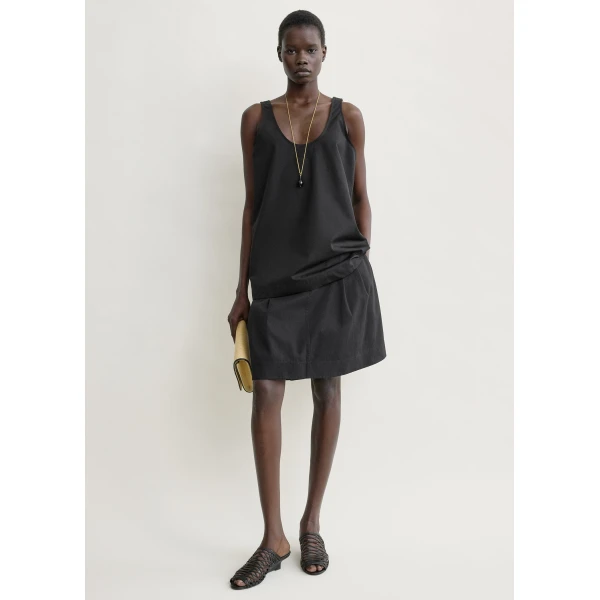 Toteme Scoop poplin tank in Black Top, view 2