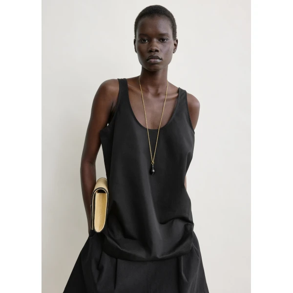 Toteme Scoop poplin tank in Black Top, view 5