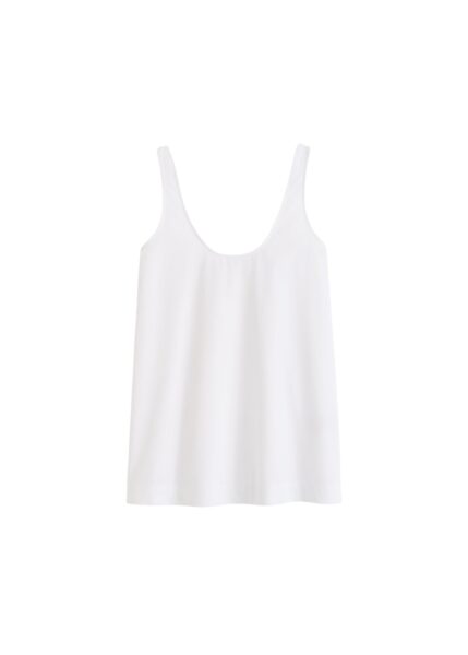 Totême Scoop poplin tank in White - Tops - Scandinavian Minimalist Luxury at Luxury Shoes 