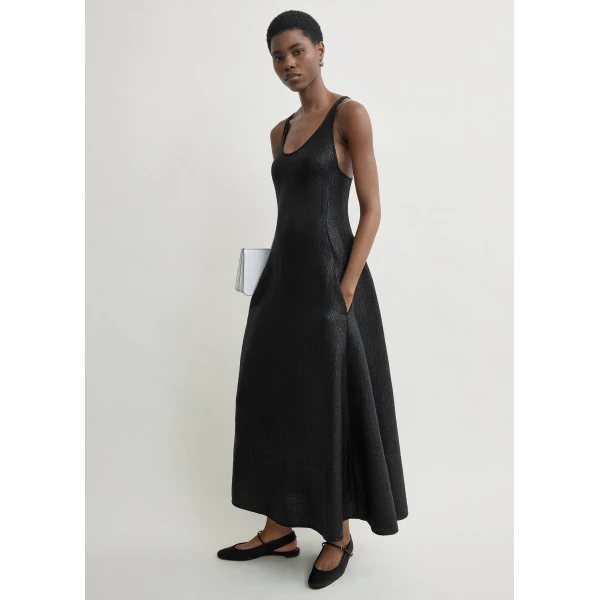 Toteme Sculpted cotton dress in Black, view 2