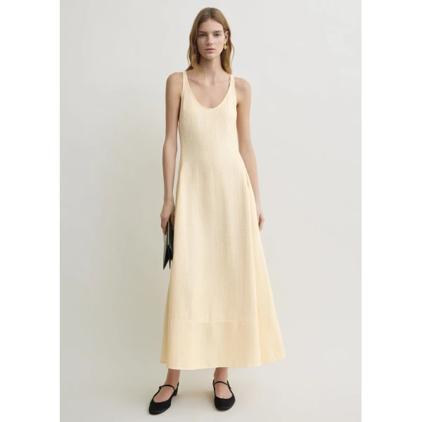 Toteme Sculpted cotton dress in Ecru, view 2
