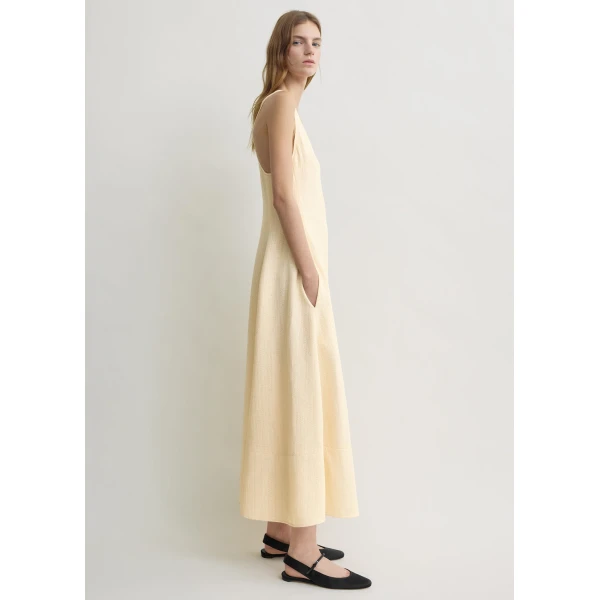 Toteme Sculpted cotton dress in Ecru, view 3