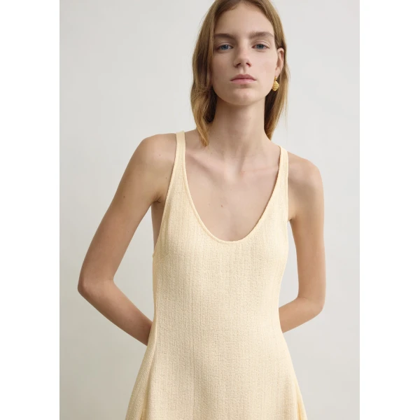 Toteme Sculpted cotton dress in Ecru, view 5