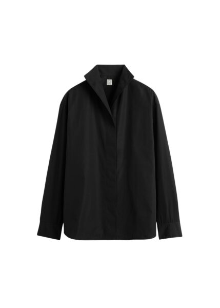 Totême Sharp poplin shirt in Black - Tops - Scandinavian Minimalist Luxury at Luxury Shoes 