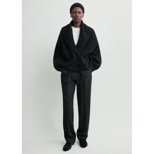 Toteme Shawl-lapel cardigan in Black, view 2