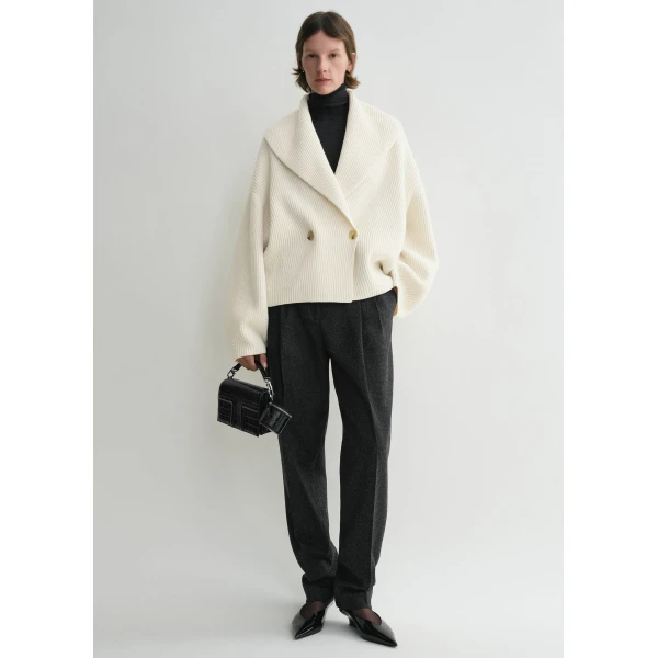 Toteme Shawl-lapel cardigan in Milk, view 2