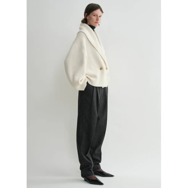 Toteme Shawl-lapel cardigan in Milk, view 3