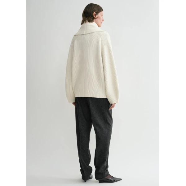 Toteme Shawl-lapel cardigan in Milk, view 4