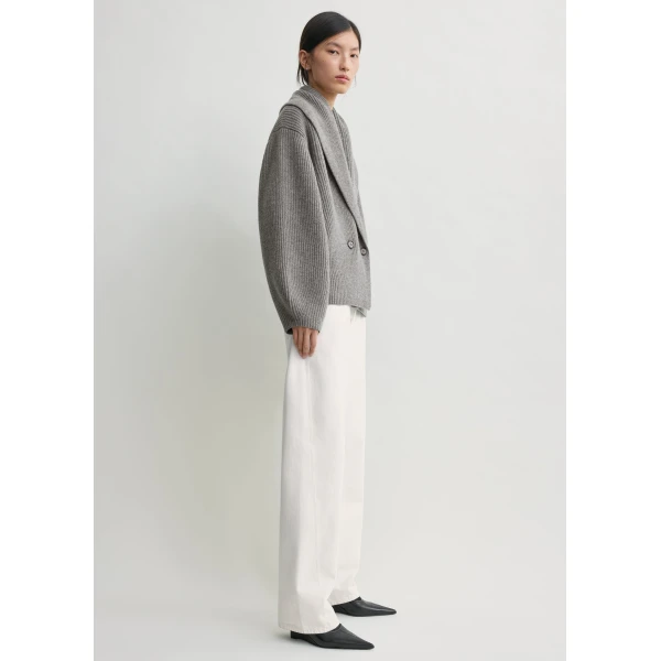 Toteme Shawl-lapel cardigan mid grey in Mid grey melange, view 3