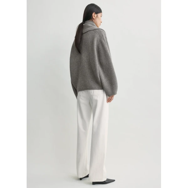 Toteme Shawl-lapel cardigan mid grey in Mid grey melange, view 4