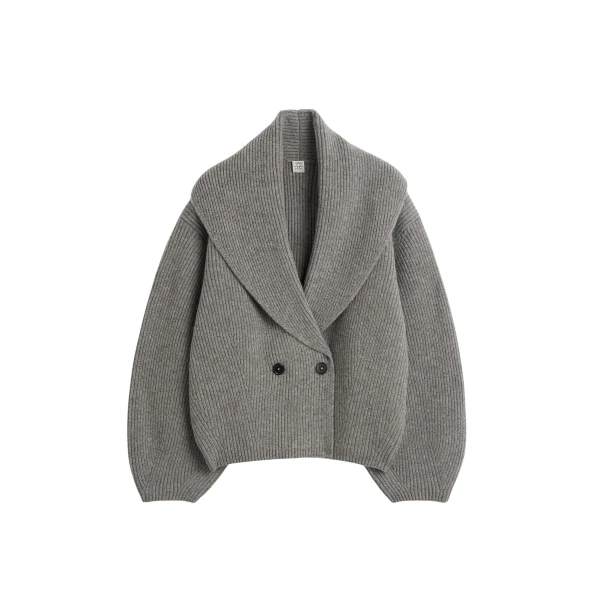 Toteme Shawl-lapel cardigan mid grey in Mid grey melange
