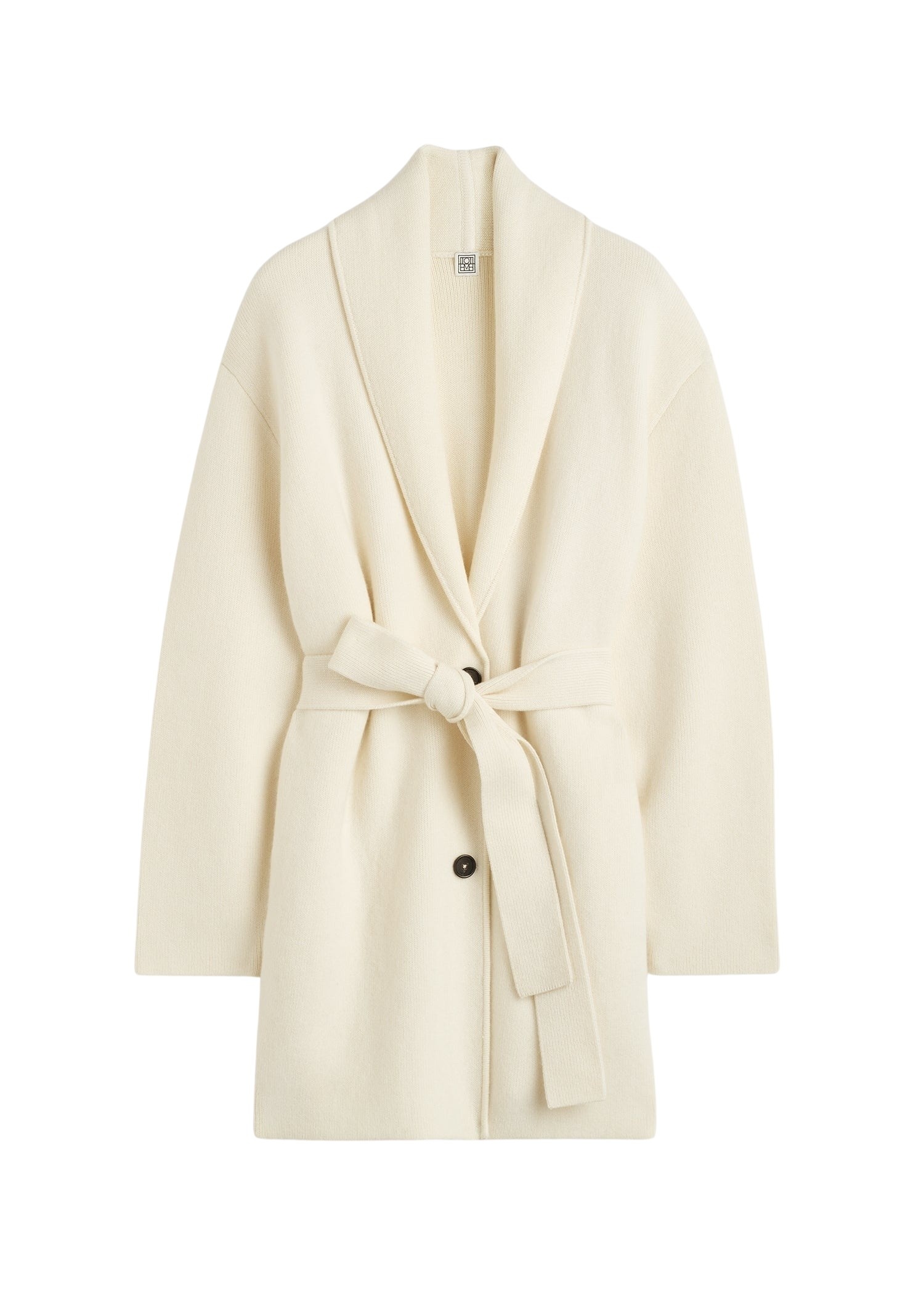 Totême Shawl-lapel cashmere-wool robe in Ecru - Knitwear - Scandinavian Minimalist Luxury at Luxury Shoes 