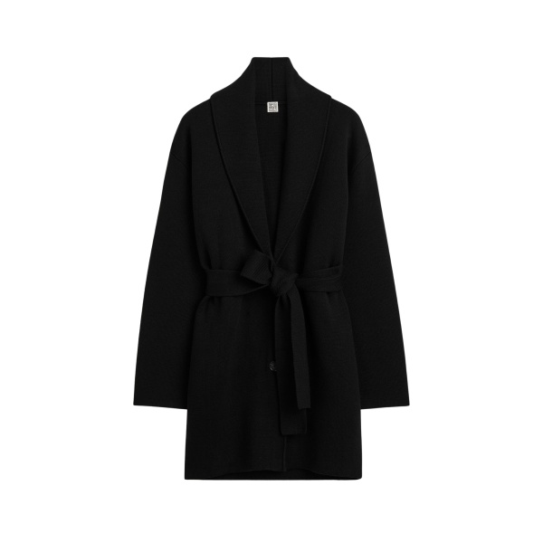 Totême Shawl-lapel robe in Black - Knitwear - Scandinavian Minimalist Luxury at Luxury Shoes 