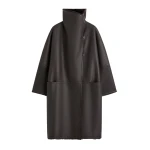 Toteme Shearling wrap coat in Dark brown
