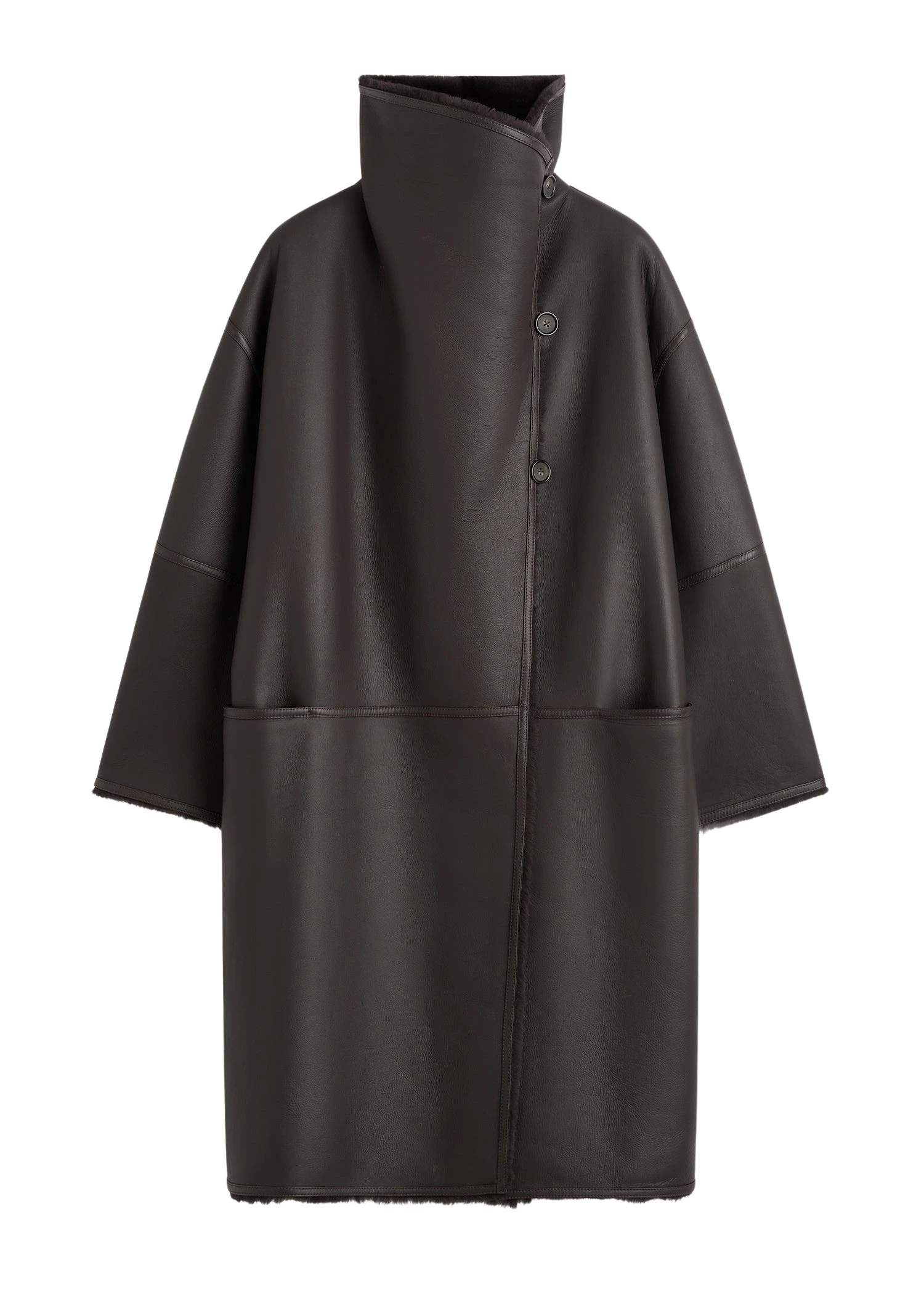Toteme-Shearling-wrap-coat-in-Dark-brown15477_nobg Toteme Shearling wrap coat in Dark brown
