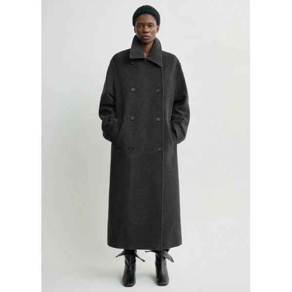 Toteme Shield coat charcoal in Charcoal melange, view 2