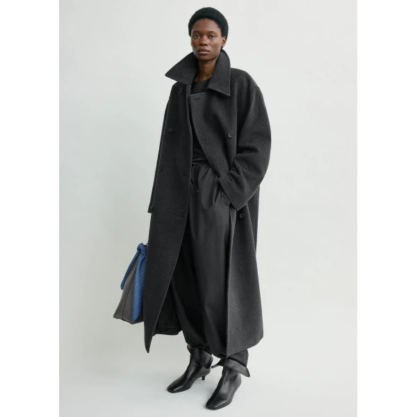 Toteme Shield coat charcoal in Charcoal melange, view 6