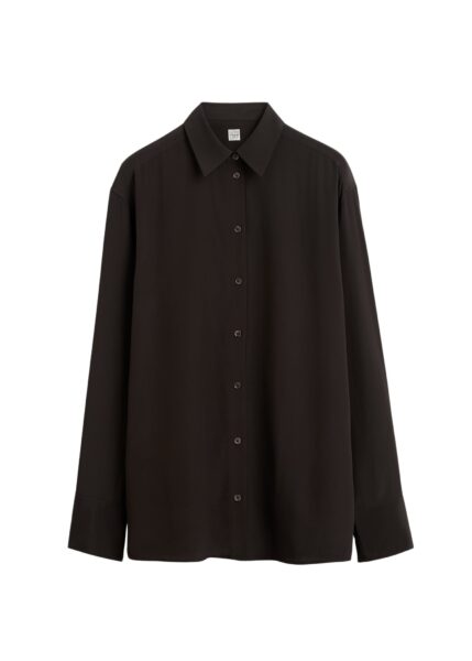Totême Silk crepe shirt in Brown - Tops - Scandinavian Minimalist Luxury at Luxury Shoes 