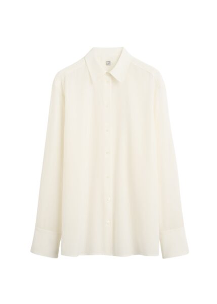 Totême Silk crepe shirt in Off-white - Tops - Scandinavian Minimalist Luxury at Luxury Shoes 