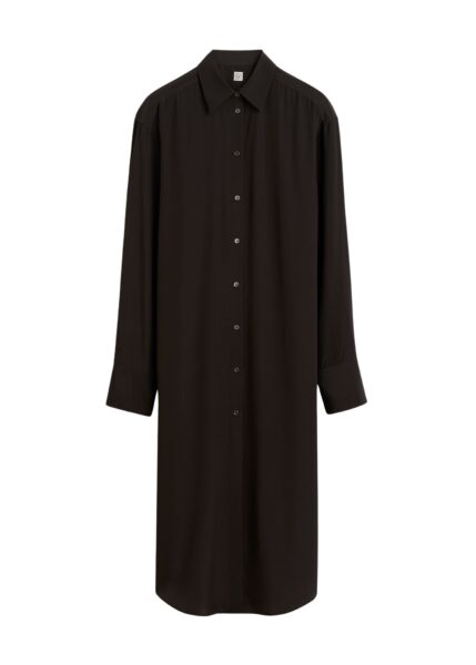 Totême Silk shirtdress in Brown - Dresses - Scandinavian Minimalist Luxury at Luxury Shoes 