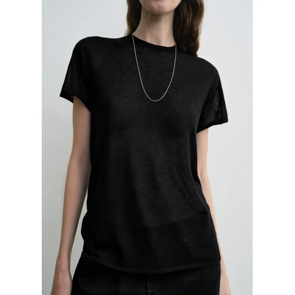 Toteme Silk tee in Black Knit, view 5
