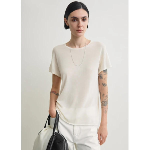 Toteme Silk tee in Ecru Knit, view 5