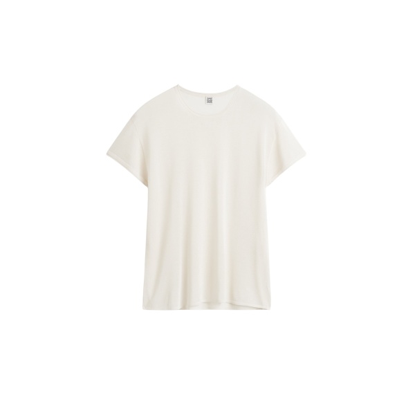 Totême Silk tee in Ecru - Knitwear - Scandinavian Minimalist Luxury at Luxury Shoes 
