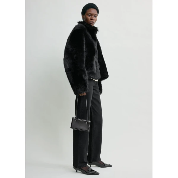 Toteme Silky shearling jacket in Black, view 2
