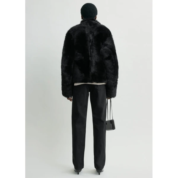 Toteme Silky shearling jacket in Black, view 4