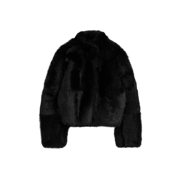 Toteme Silky shearling jacket in Black