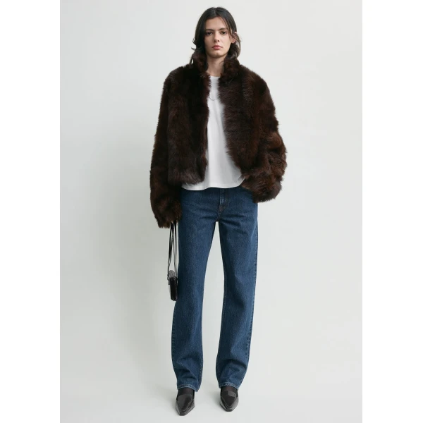 Toteme Silky shearling jacket in Dark brown, view 2