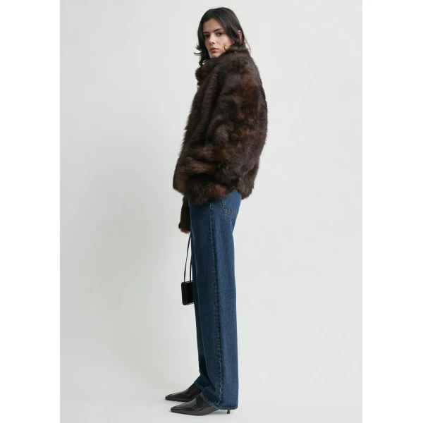 Toteme Silky shearling jacket in Dark brown, view 3