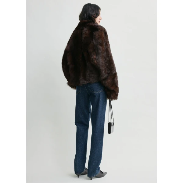 Toteme Silky shearling jacket in Dark brown, view 4