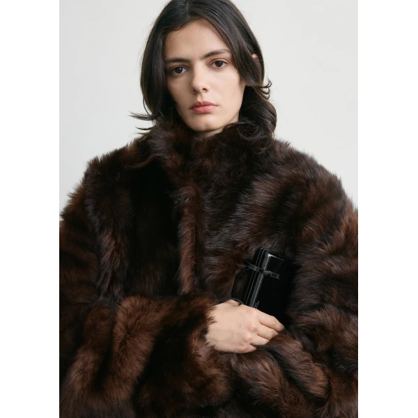 Toteme Silky shearling jacket in Dark brown, view 5