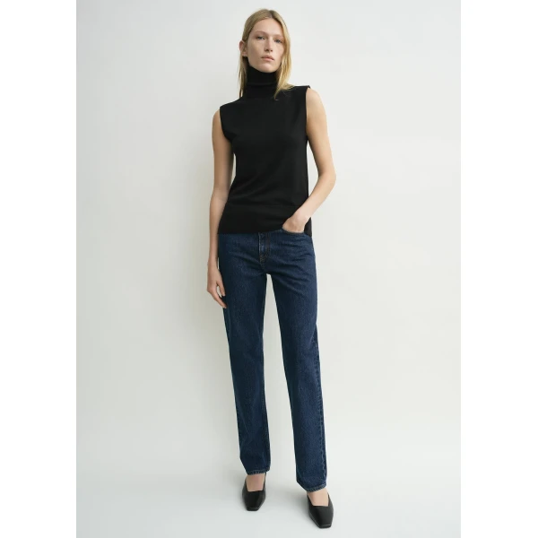 Toteme Sleeveless fine turtleneck in Black Knit, view 2